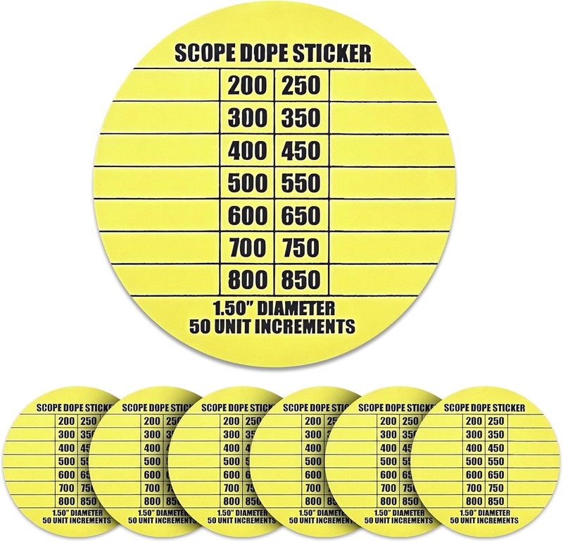 ValuePlus 7 Pack Scope DOPE Sticker for Long-Range Shooting- Rifle Scope Sticker Can Be Used with Range Card and Dope Cards for Shooting -1.5 Inch Diameter- Fits Most Scope Caps - Made in The USA - Image 1